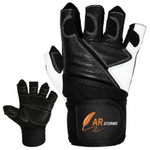 ARSTORMS Half-Finger Weightlifting Gloves with Wrist Support – Black & White