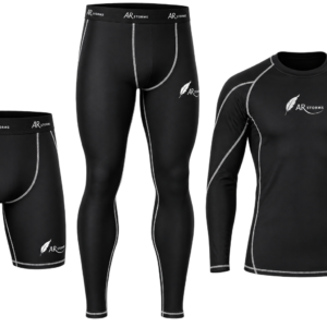ARSTORMS Men’s MMA 3-Piece Compression Set – Long Sleeve Rash Guard, Compression Shorts & Pants