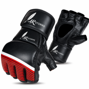 ARSTORMS Professional MMA Training Gloves – Black, Red & White