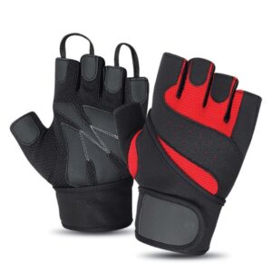 ARSTORMS Black & Red Half-Finger Weightlifting Gloves – Gym Training Gloves