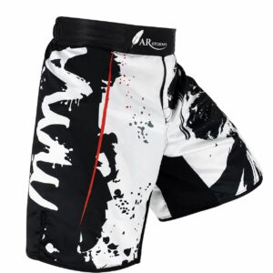 ARSTORMS Men’s MMA Fight Shorts – Black & White Performance Training Shorts