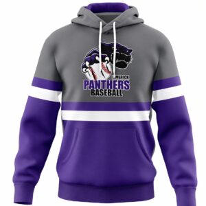 Custom Panthers Baseball Pullover Hoodie – Grey & Purple